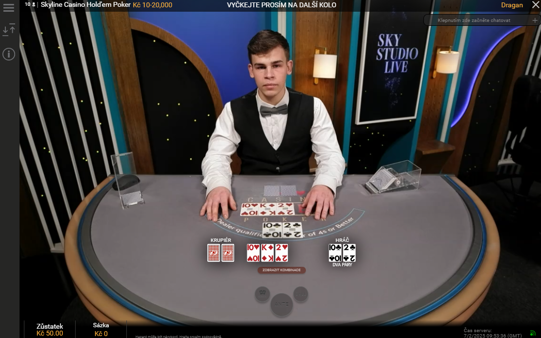 Sazka Poker hrajete proti živému dealerovi